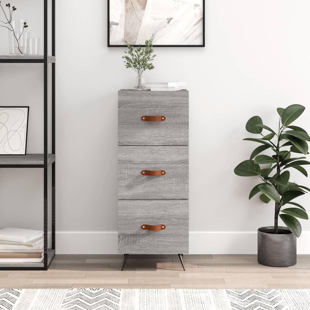 Skænk/kommode med 3 skuffer - 34,5×34×90 cm, grå sonoma-eg