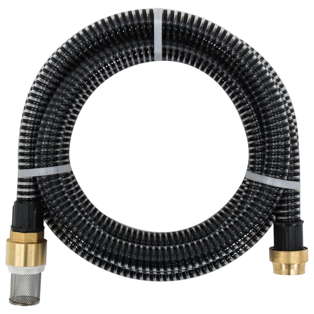 Sugeslange med messingkoblinger 1,1" 20 m PVC sort