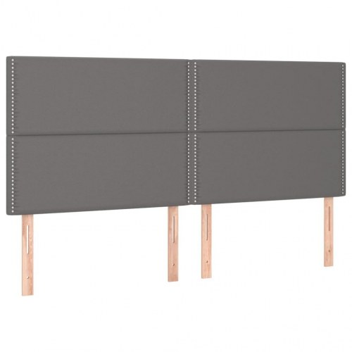 Sengegavl med LED-lys 200×5×118/128 cm - kunstlæder, grå