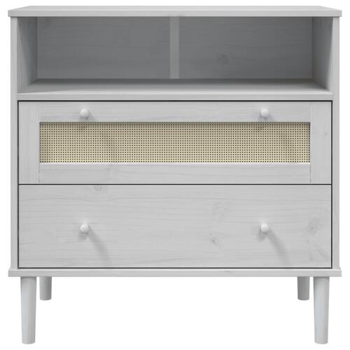 Skænk SENJA 80x40x80 cm rattan-look massivt fyrretræ hvid