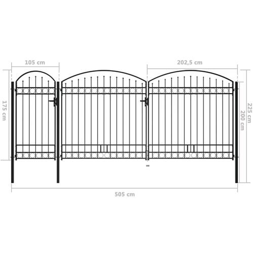 Havelåge med buet top stål 2,25 x 5 m sort