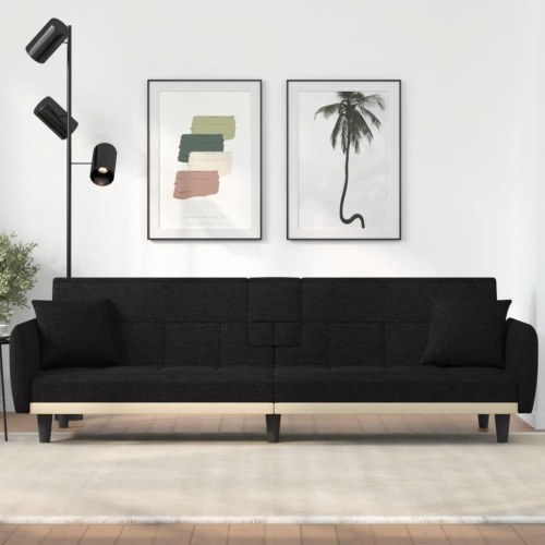 Sovesofa med kopholdere stof sort