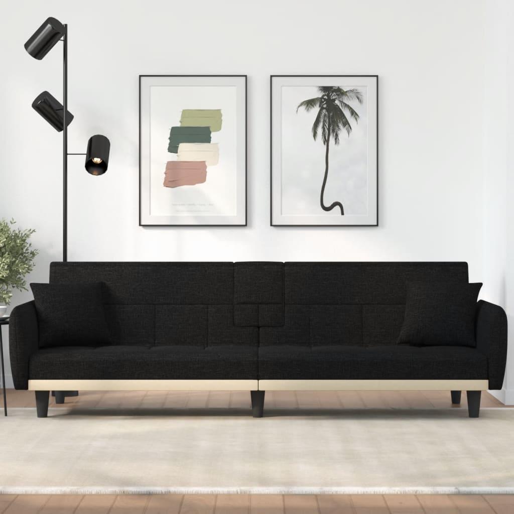 Sovesofa med kopholdere stof sort