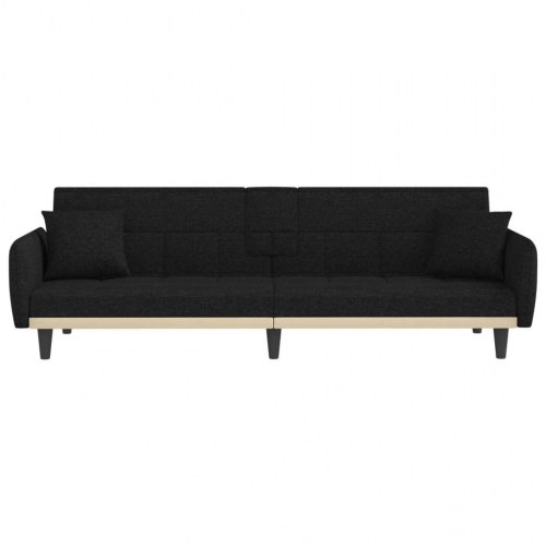 Sovesofa med kopholdere stof sort