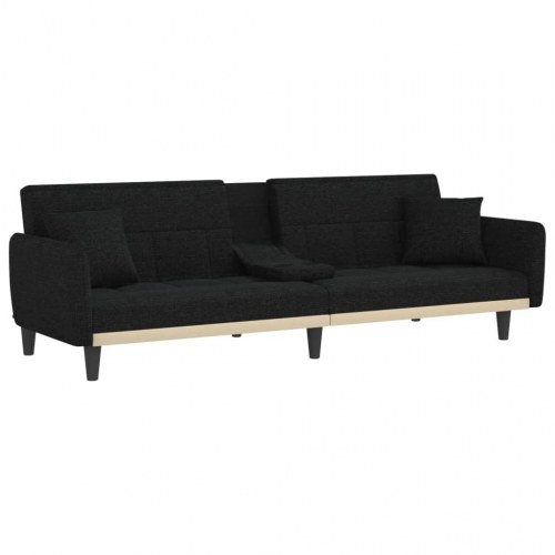 Sovesofa med kopholdere stof sort