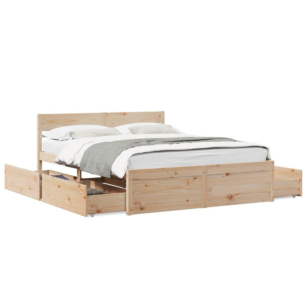 Sengeramme Uden Madras Massivt Fyrretræ - Naturfarvet / 160 x 200 cm