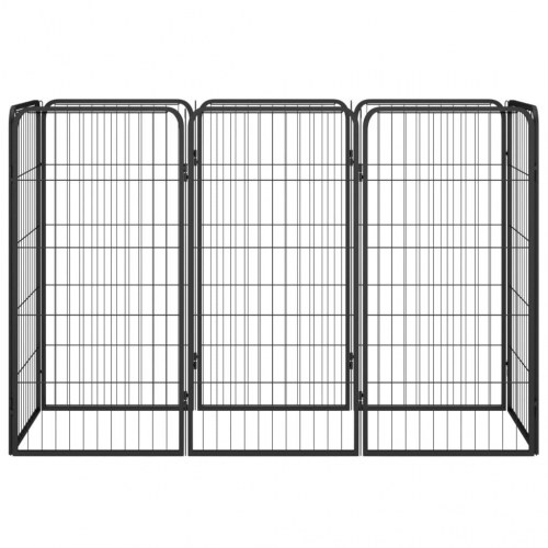 8-panels hundegård 50x100 cm pulverlakeret stål sort