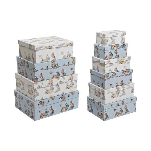 Sæt med æsker, som kan stables Blå Hvid Cvetlice Pap (43,5 x 33,5 x 15,5 cm)
