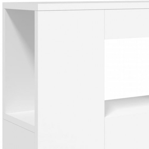 Sengegavl med LED-lys og hylder 100×18,5×103,5 cm - hvid, konstrueret træ