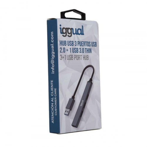 USB hub 4-porte - iggual IGG318454 (grå)