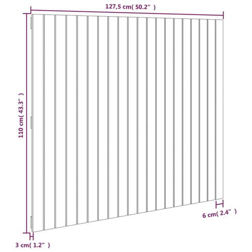 Sengegavl 127,5x3x110 cm massivt fyrretræ grå