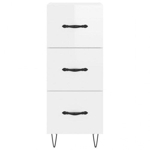 Skænk med 3 skuffer - 34,5 × 34 × 90 cm, hvid højglans