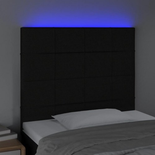 Sengegavl med LED-lys 80 x 5 x 118/128 cm - sort