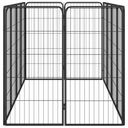 12-panels hundegård 50x100 cm pulverlakeret stål sort