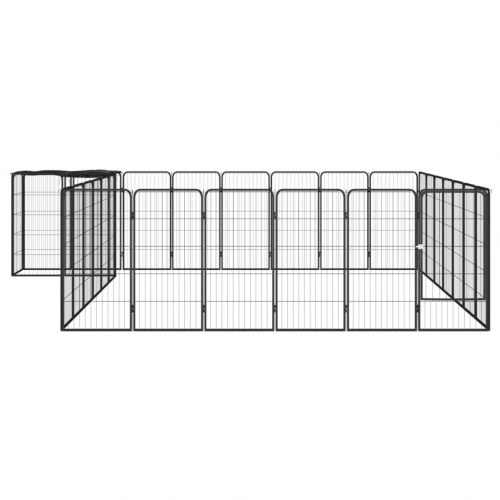30-panels hundegård 50 × 100 cm - pulverlakeret stål, sort