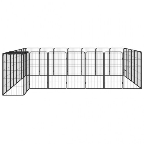 30-panels hundegård 50 × 100 cm - pulverlakeret stål, sort