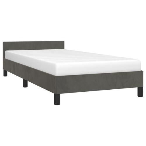 Sengeramme med sengegavl 90x200 cm fløjl mørkegrå
