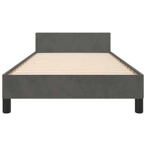 Sengeramme med sengegavl 90x200 cm fløjl mørkegrå