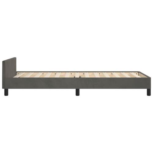 Sengeramme med sengegavl 90x200 cm fløjl mørkegrå