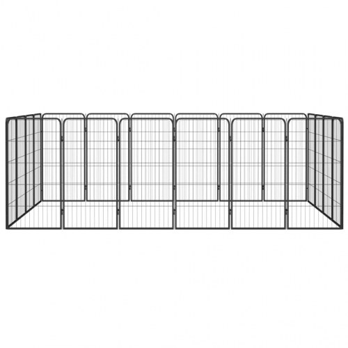 Hundegård med 20 paneler - 50×100 cm pr. panel, pulverlakeret stål, sort