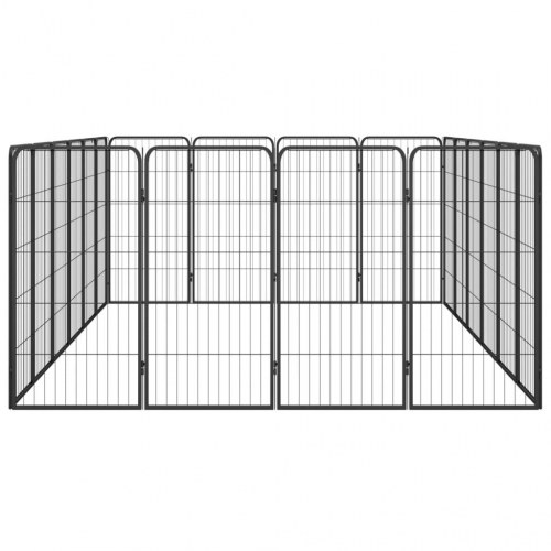 Hundegård med 20 paneler - 50×100 cm pr. panel, pulverlakeret stål, sort