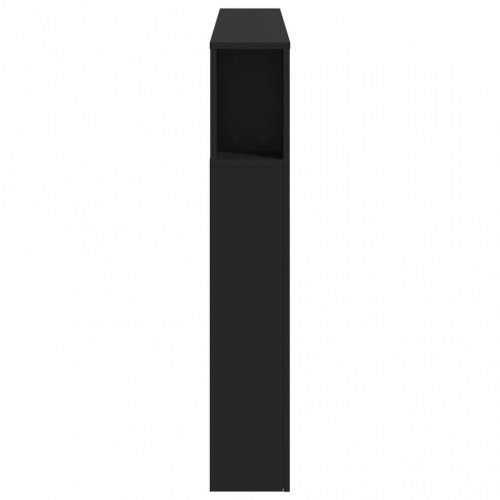 Sengegavl med LED-lys 140x18,5x103,5 cm konstrueret træ sort