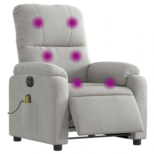 Elektrisk massagestol i mikrofiberstof - lysegrå