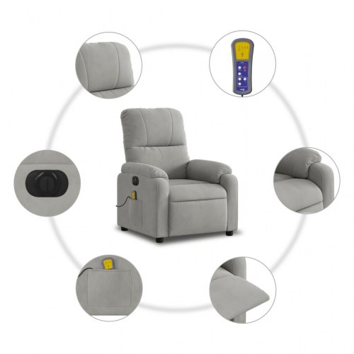 Elektrisk massagestol i mikrofiberstof - lysegrå