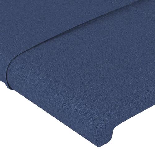 Sengegavl med LED-lys 80x5x118/128 cm stof blå