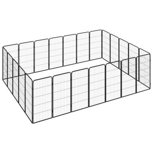 24-panels hundegård 50 × 100 cm - pulverlakeret stål, sort