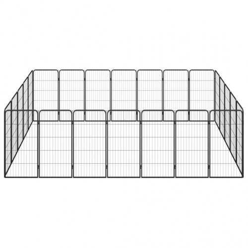 24-panels hundegård 50 × 100 cm - pulverlakeret stål, sort
