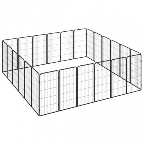 24-panels hundegård 50 × 100 cm - pulverlakeret stål, sort