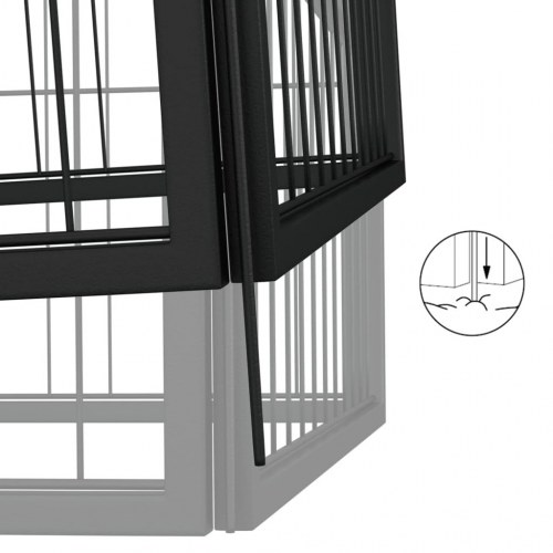 24-panels hundegård 50 × 100 cm - pulverlakeret stål, sort