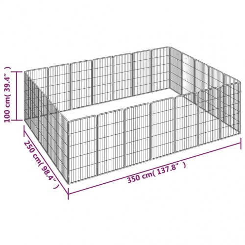 24-panels hundegård 50 × 100 cm - pulverlakeret stål, sort