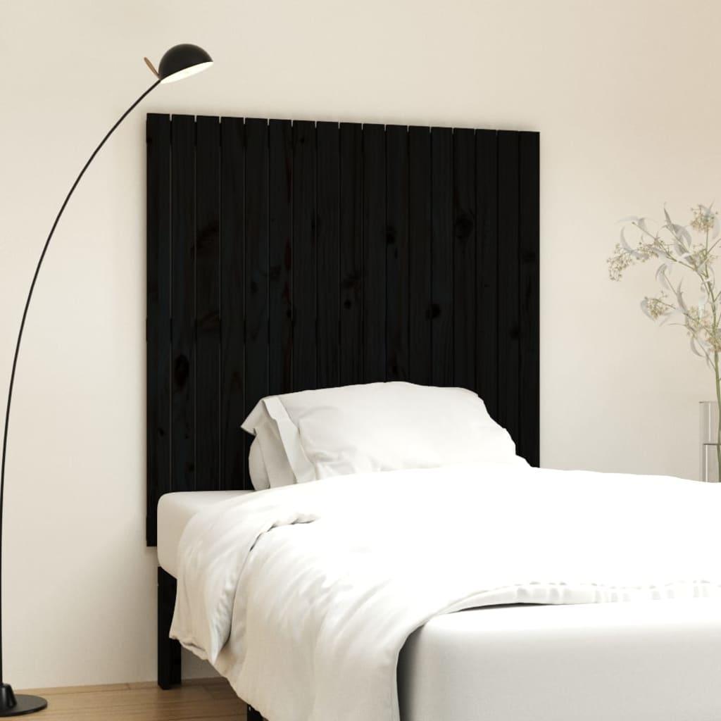 Sengegavl 108x3x110 cm massivt fyrretræ sort