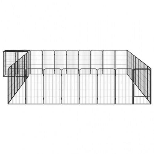 Hundegård med 38 paneler - 50 × 100 cm, pulverlakeret stål, sort