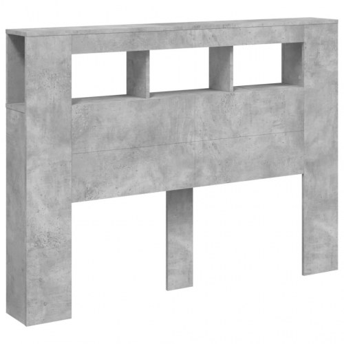 Sengegavl med LED-lys 140 x 18,5 x 103,5 cm - konstrueret træ, betongrå