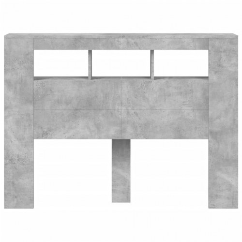 Sengegavl med LED-lys 140 x 18,5 x 103,5 cm - konstrueret træ, betongrå