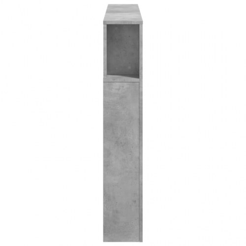Sengegavl med LED-lys 140 x 18,5 x 103,5 cm - konstrueret træ, betongrå