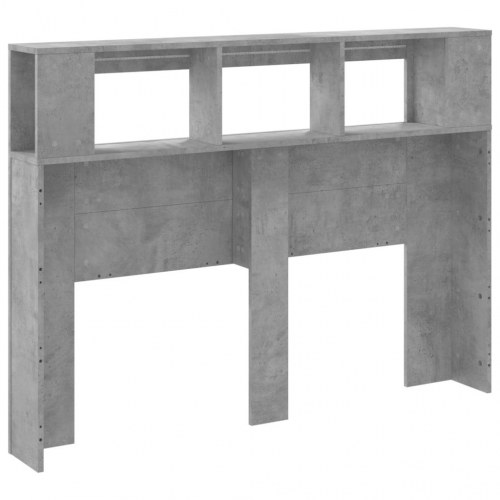 Sengegavl med LED-lys 140 x 18,5 x 103,5 cm - konstrueret træ, betongrå