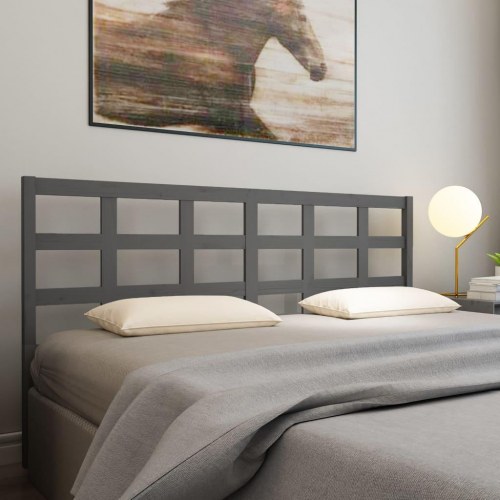 Sengegærde 205,5x4x100 cm massivt fyrretræ grå