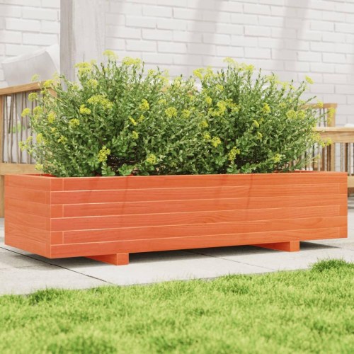 Plantekasse i massivt fyrretræ 110×40×26,5 cm - gyldenbrun