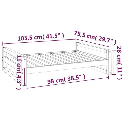 Hundeseng 105,5x75,5x28 cm massivt fyrretræ sort
