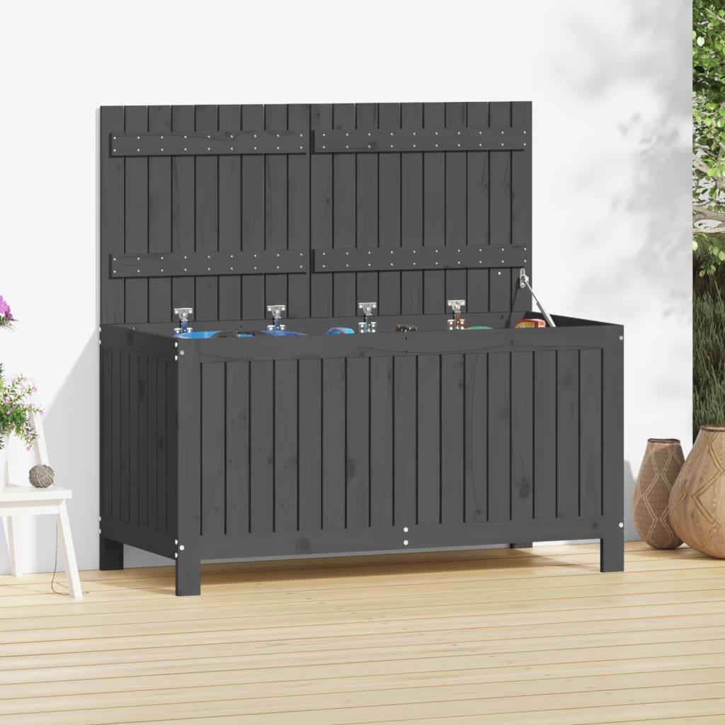 Opbevaringskasse til haven 121x55x64 cm massivt fyrretræ grå