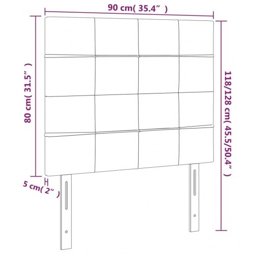Sengegavl med LED-lys i stof 90 x 5 x 118/128 cm - mørkebrun