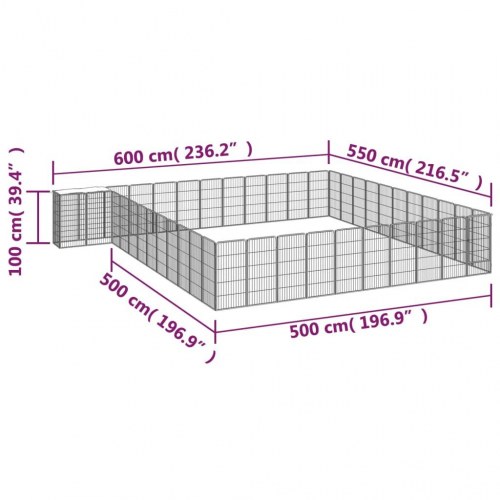 Hundegård med 46 paneler 50×100 cm - pulverlakeret stål, sort