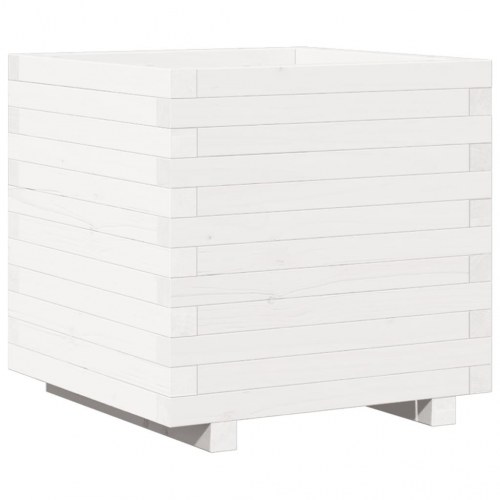 Plantekasse i massivt fyrretræ 50 x 50 x 49,5 cm - hvid