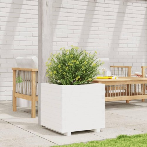 Plantekasse i massivt fyrretræ 50 x 50 x 49,5 cm - hvid