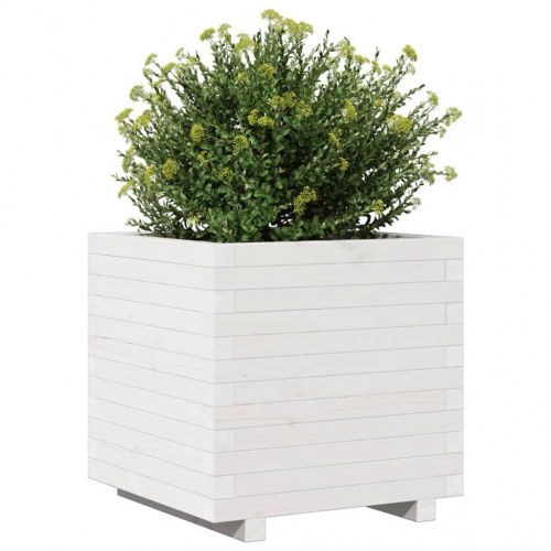 Plantekasse i massivt fyrretræ 50 x 50 x 49,5 cm - hvid