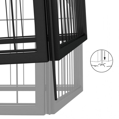 12-panels hundegård 100×50 cm - pulverlakeret stål, sort